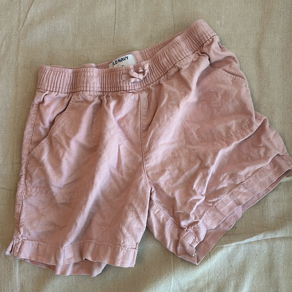 Linen blend drawstring shorts